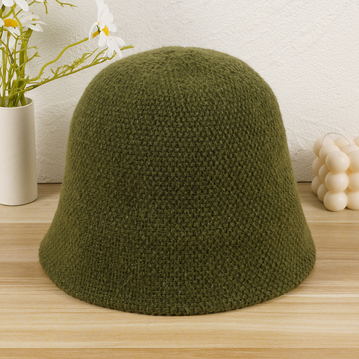Solid Knitted Bucket Hat for Women and Men