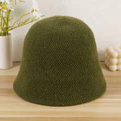 Solid Knitted Bucket Hat for Women and Men