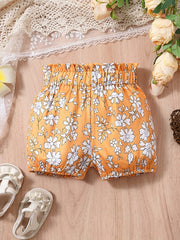 Baby Girls Floral Print Elastic Waist Shorts
