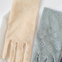 Lace Flower Gloves Elastic Thin Breathable Outdoor Driving Riding Gloves