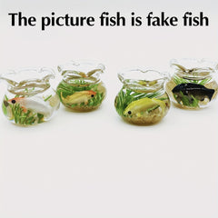 Miniature Fish Tank 1:12 Scale Goldfish Resin & Glass Decor Desktop Display