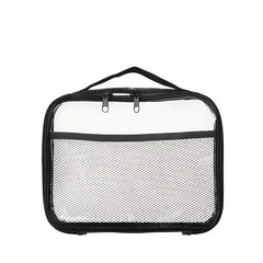 Zippered PVC Organizer Bag with Mesh Insert for Makeup & Beauty Storage