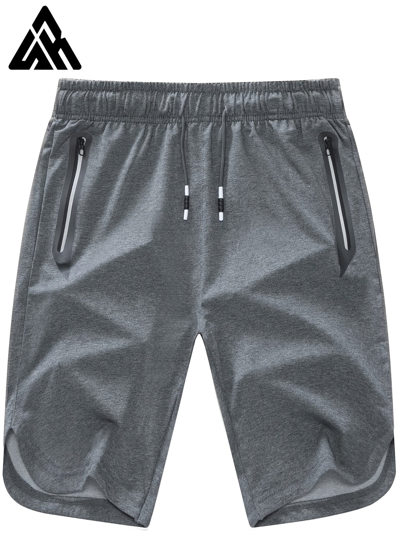 Men's Casual Loose Zipper Pocket Elastic Waist Drawstring Gym Shorts