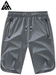 Men's Casual Loose Zipper Pocket Elastic Waist Drawstring Gym Shorts