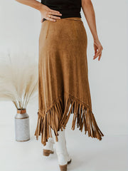 Tassel High Waist Midi Skirt Vintage Style Women's Clothing