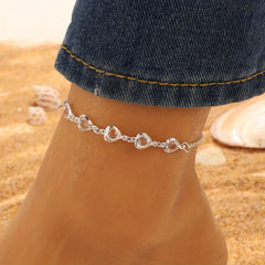 Heart Shape Pendant Chain Anklet with Zircon - Vacation Style