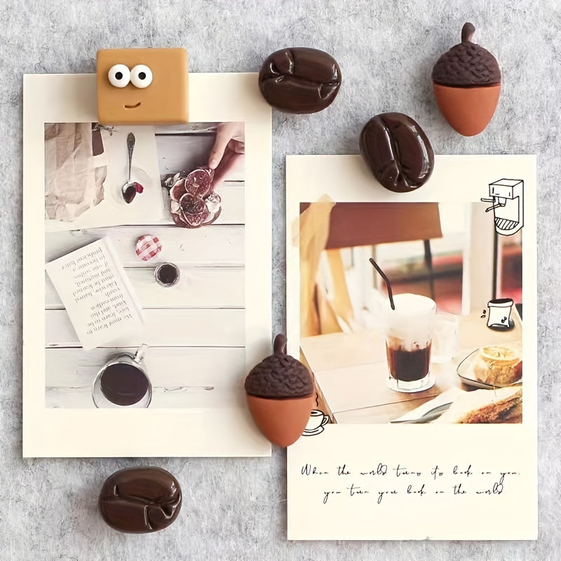 9pcs Coffee Bean Bread Nut Cartoon Thumbtack Racer Nail Cork Board