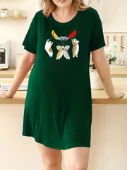 Cat & Umbrella Print Sleep Dress