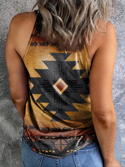 Vintage Graphic Print Halter Neck Tank Top
