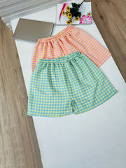 2pcs Plaid Lounge Shorts Soft Elastic Waistband Womens Loungewear