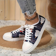 Women's Christmas Tree Pattern Flat Shoes with Raw Trim