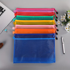A4 PVC Matte Clip Mesh Bag Student Office Portable Storage Zipper Bag