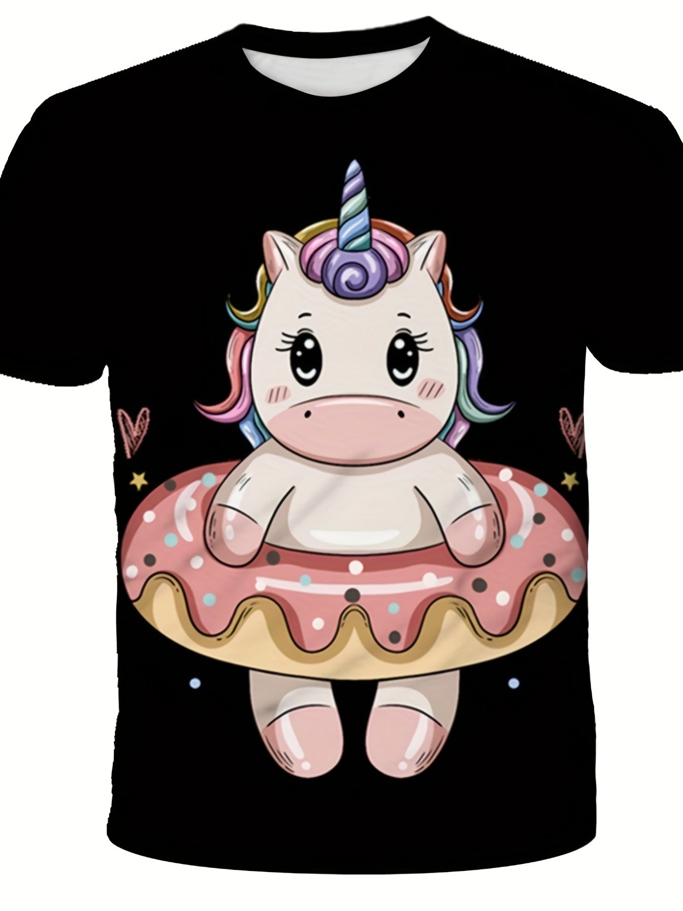Girls 3D Pony Graphic Tee for Summer Outdoor Activities