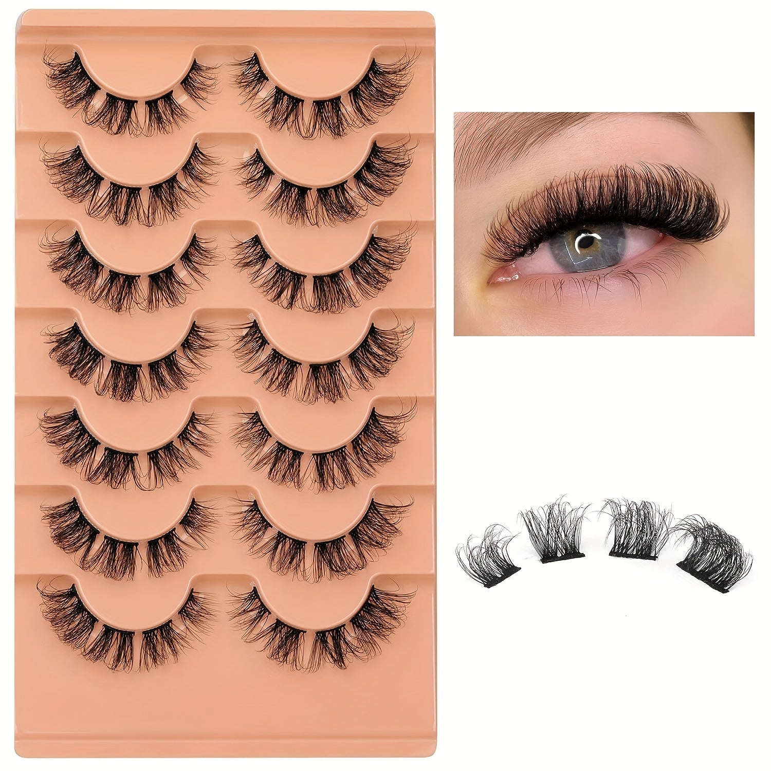 7 Pairs Natural Eyelashes Cluster Extensions 6-15mm Mixed Length False Eyelashes