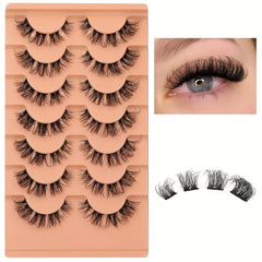 7 Pairs Natural Eyelashes Cluster Extensions 6-15mm Mixed Length False Eyelashes