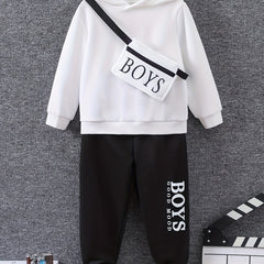 Boys 3pcs Hoodie Sweatshirt & Pants Set GOOD MOOD BOYS Print