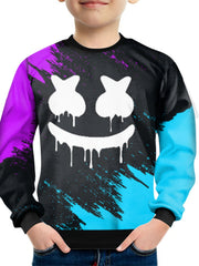 Happy Face Print Kid's Sweatshirt Unisex Pullover for Spring Fall Winter