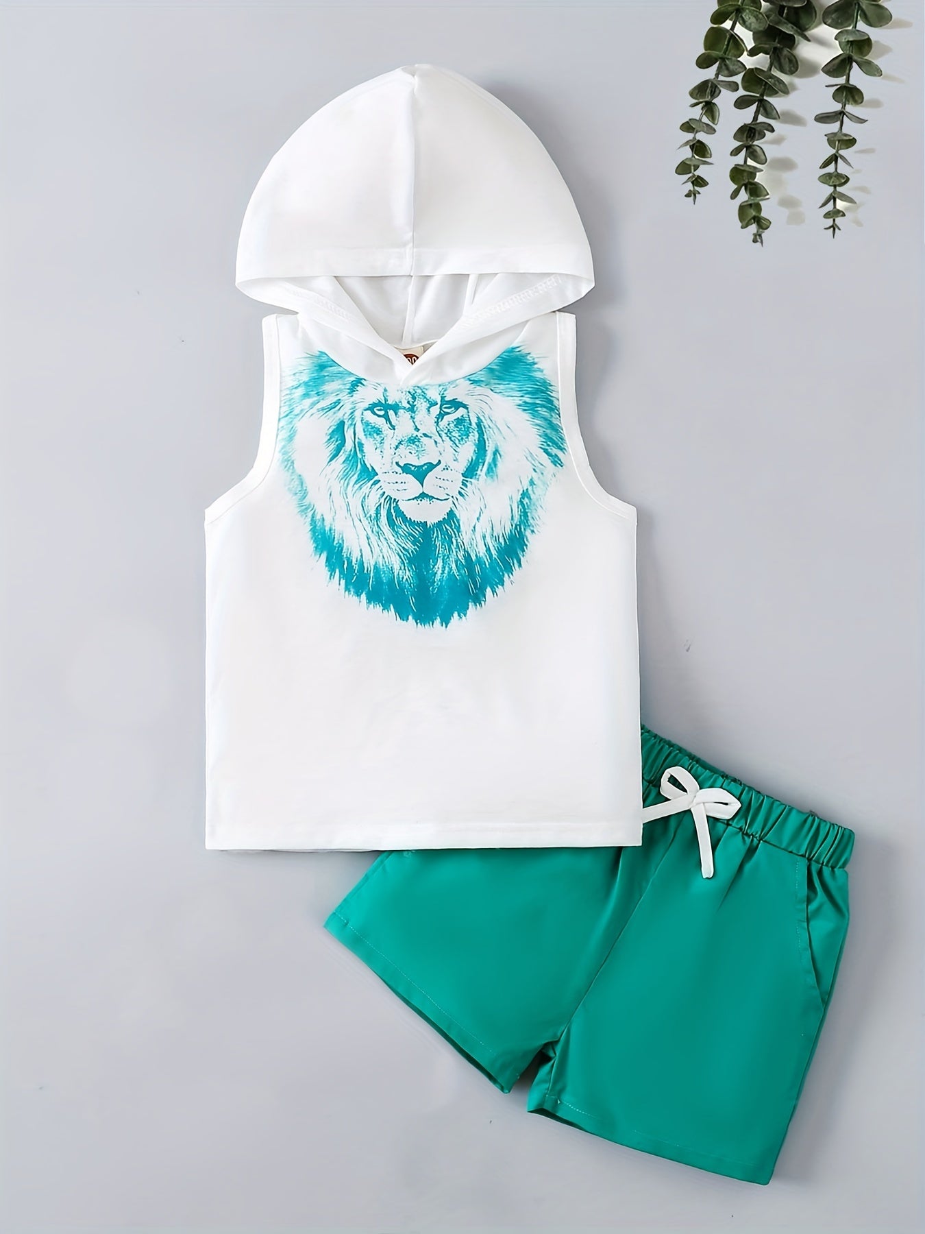 Boys Lion Print Tank Top & Shorts Set