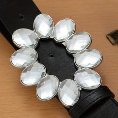 Hollow Out Buckle Belt PU Leather Pant Dress Skirt Belt Women