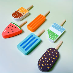 Wooden Toy Ice Cream Pretend Playset with 3 Colorful Sandwiches