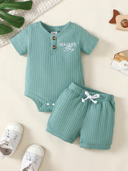 2pcs Baby Boys Mama's Boy Short Sleeve Onesie & Shorts Set