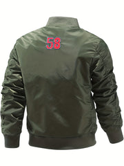 Men's Slim Nylon Flight Suit Jacket Casual Windproof Embroidered Motorcycle Jack