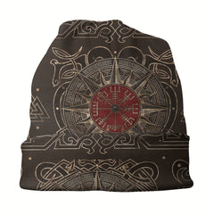 Vegvisir Compass Ouroboros Runes Viking Bonnet Hat