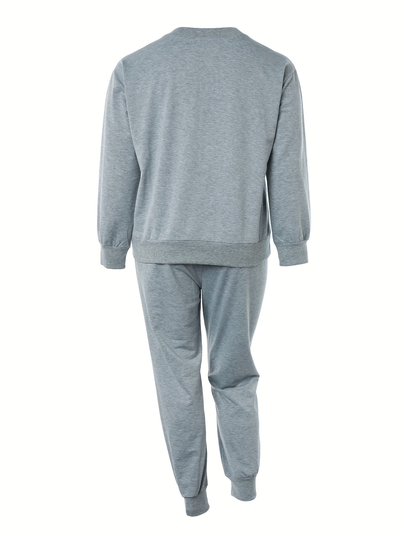 Cross Letter Print Crew Neck Pullover & Joggers Set