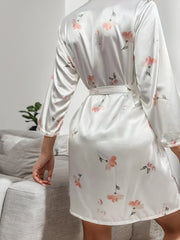 Floral Print Long Sleeve Home Robe Women's Loungewear