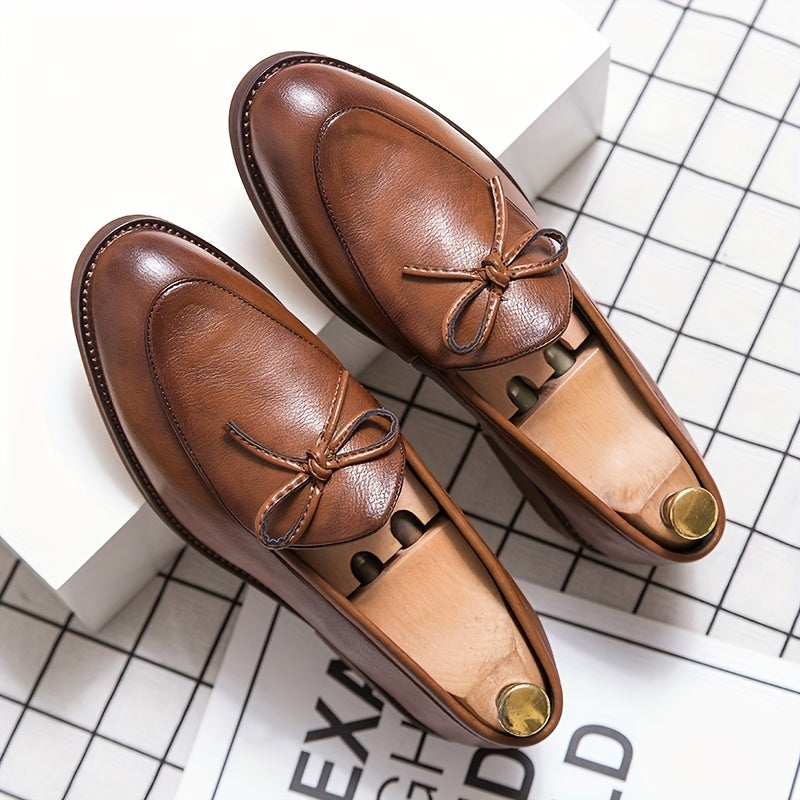 Men's Bowknot Loafer Shoes Non slip Slip On Shoes