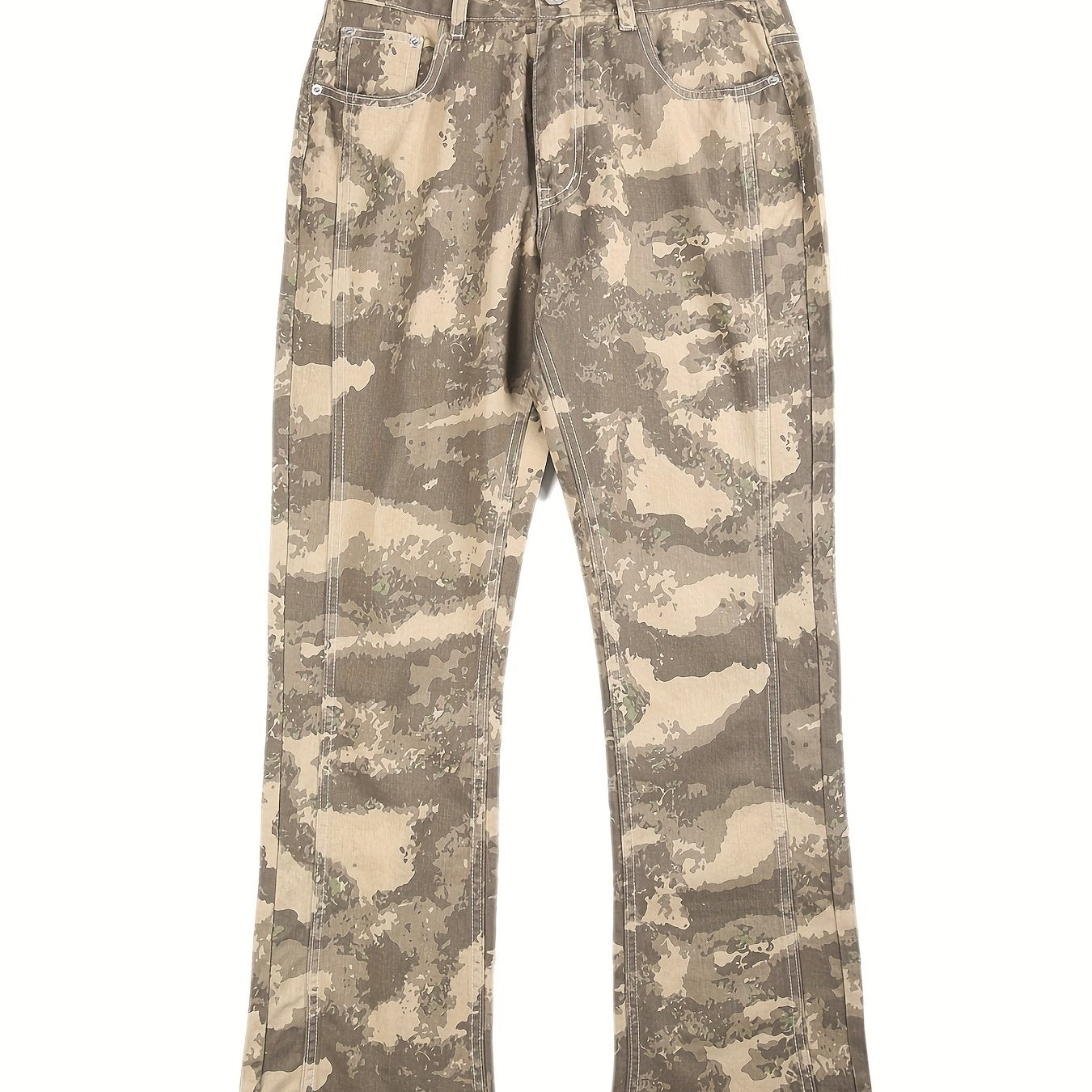 Camouflage Wide Leg Jeans Men's Casual Print Denim Pants