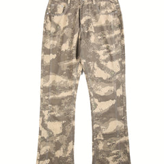 Camouflage Wide Leg Jeans Men's Casual Print Denim Pants