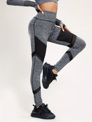 Mesh Patchwork Yoga Leggings High Waist Fitness Workout Gym Sports Pants