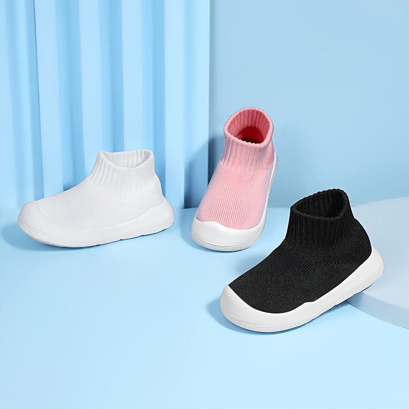 Unisex Children's Solid Woven Knit Sock Shoes