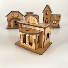 4pcs Mini Wooden 3D Puzzle Kit DIY Building Models Brain Teaser Educational Toy