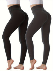 2Pcs High Waist Stretchy Cropped Leggings Women's Activewear