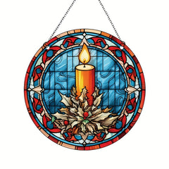 Acrylic Christmas Candle Leaf Stain Window Hanging Pendant