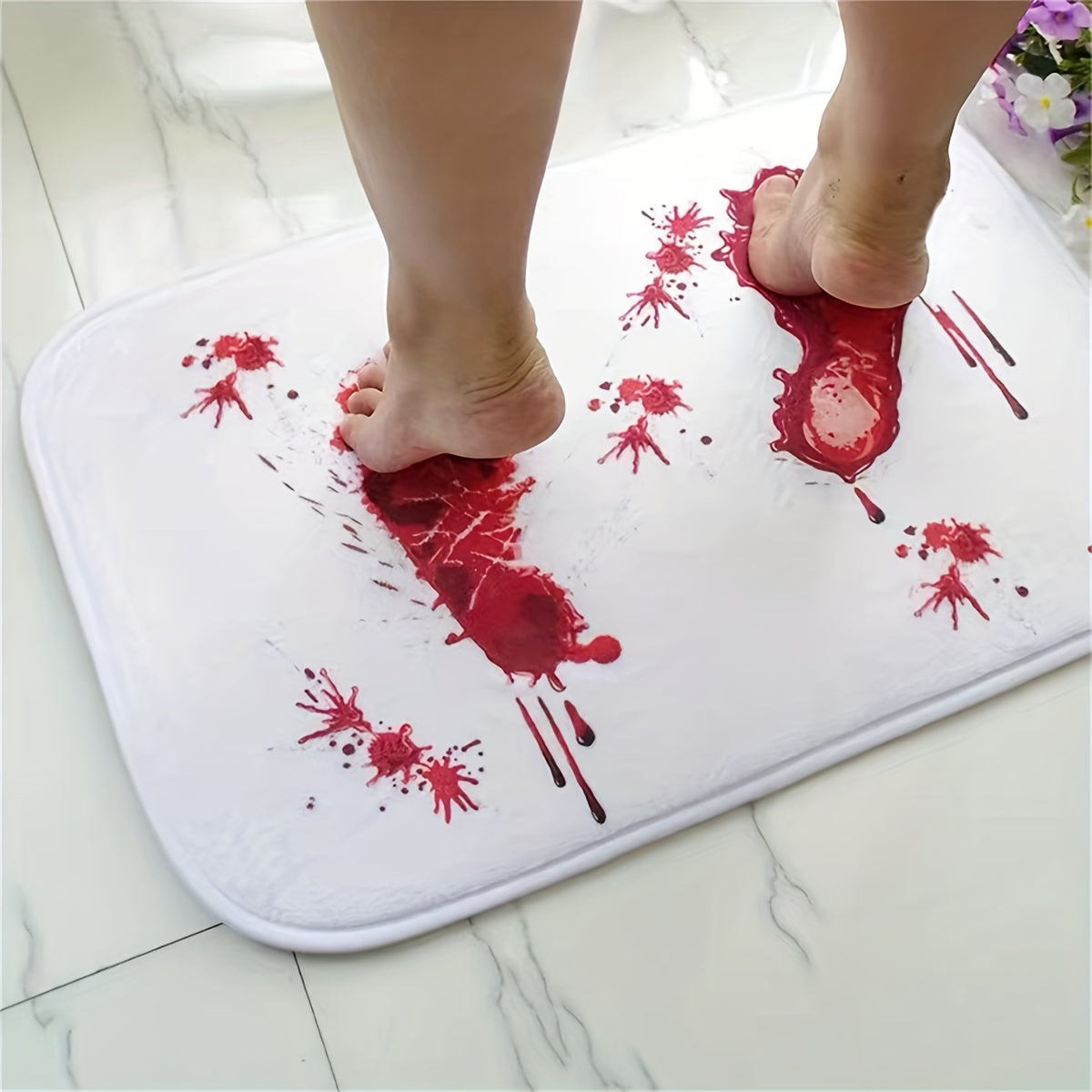 Halloween Blood Footprint Floor Mat Non-slip Bath Rug