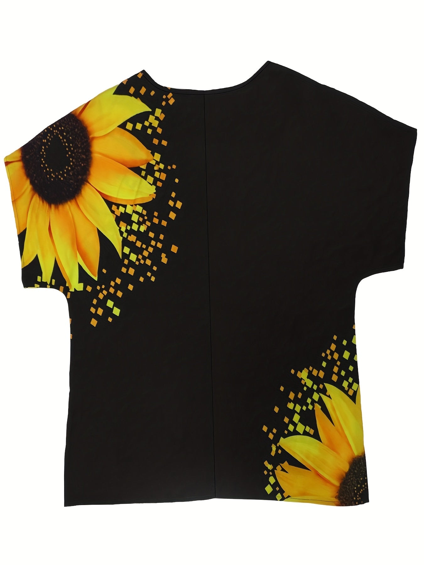 Sunflower Print Drop Shoulder Blouse