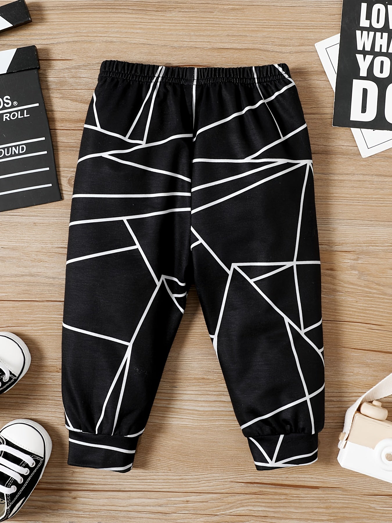 Baby Boy Geometric Print Pants with Leather Patch