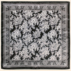 Classic Paisley Print Square Scarf Silk Bandana Vintage Satin Shawl