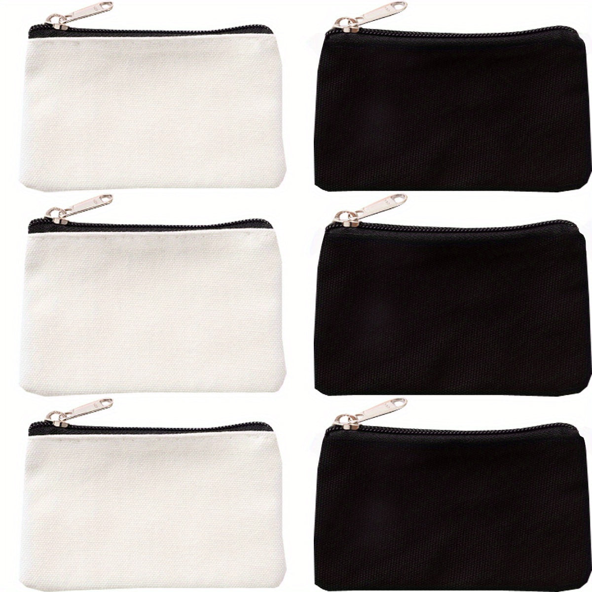 6pcs Canvas Zipper Makeup Bags Small Cosmetic Organizer Storage Pouch