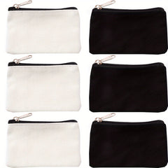 6pcs Canvas Zipper Makeup Bags Small Cosmetic Organizer Storage Pouch