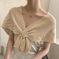Ruffle Shawl Knitted Warm Cape Women Coldproof Scarf Cloak Cardigan