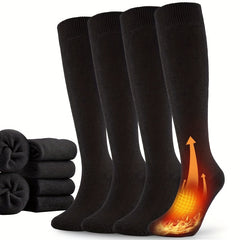 3 Pairs Warm Cotton Knee High Socks for Hiking