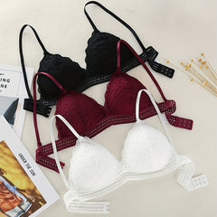 3pcs Girls Lace Camisole Bras No Steel Ring Soft Bralette Underwear