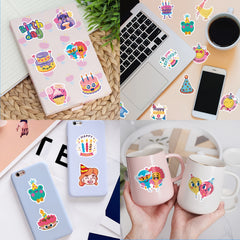 50pcs Happy Birthday Party Cartoon Graffiti Stickers Vinyl Waterproof Stickers