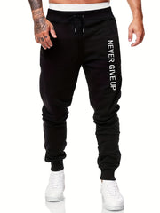 Never Give Up Letter Print Graphic Joggers Men's Sweatpants