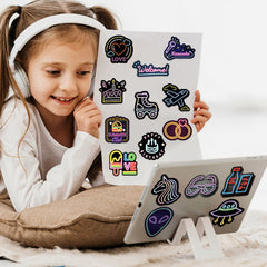 100Pcs Neon Light Stickers Pack Waterproof Vinyl DIY Decals