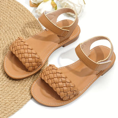 Girls' Casual Solid Open Toe Sandals Lightweight Breathable Beach Summer Sandals